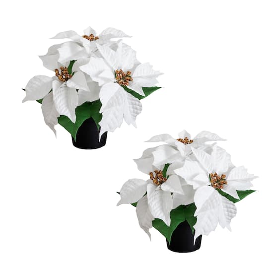 Nearly Natural 9" Artificial Potted Poinsettia Plants, 2ct.